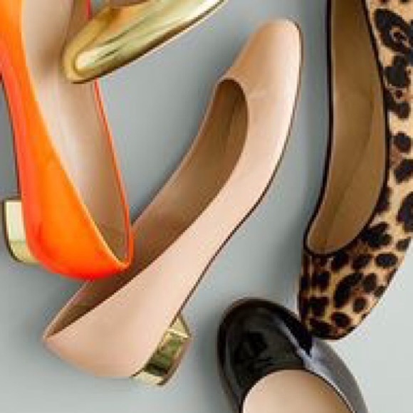 J. Crew Shoes - J. Crew Janey Patent Leather Gold Heel Ballet Flat